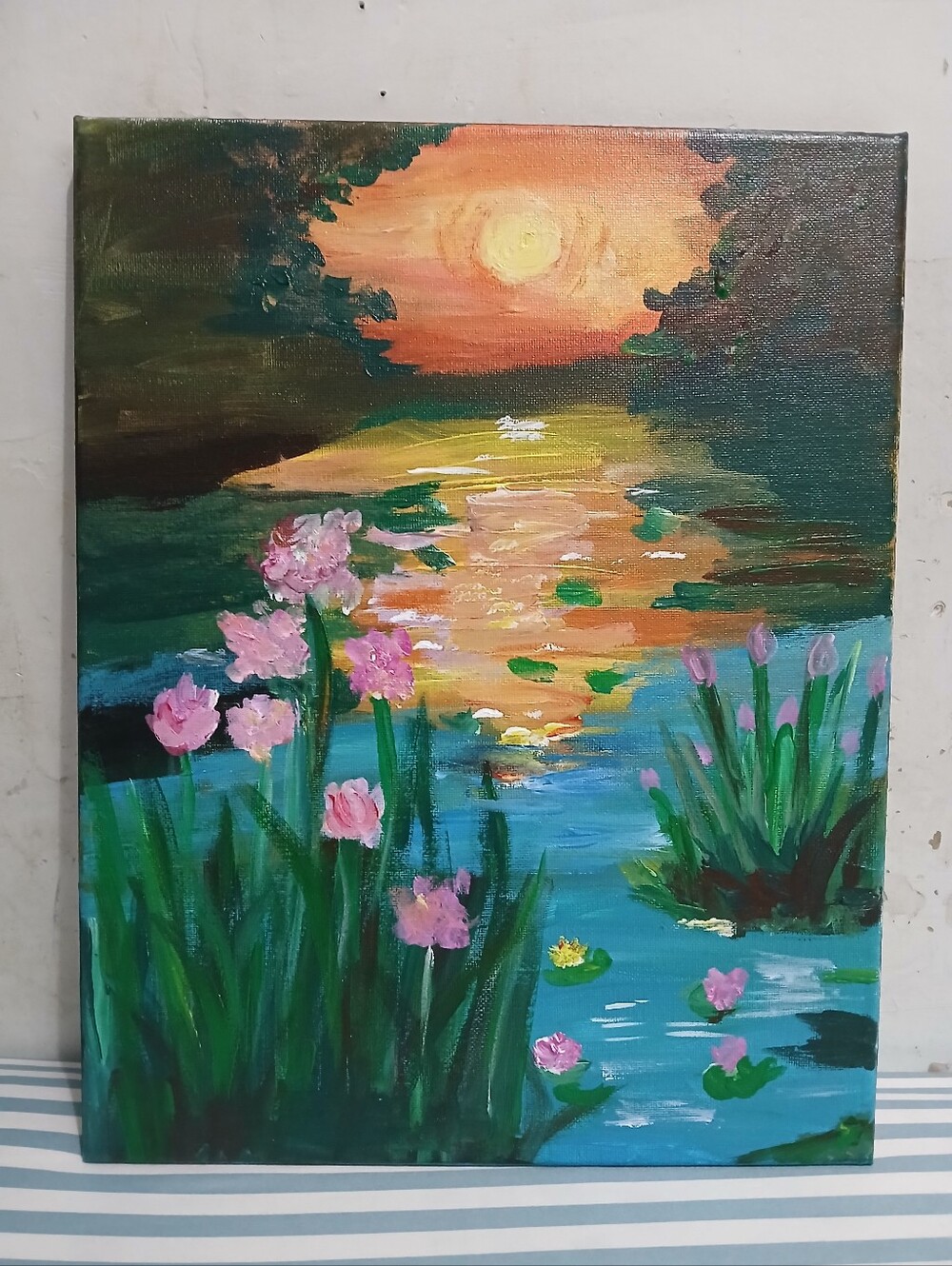 Sunset Pond Floral Canvas Art - 11 × 14